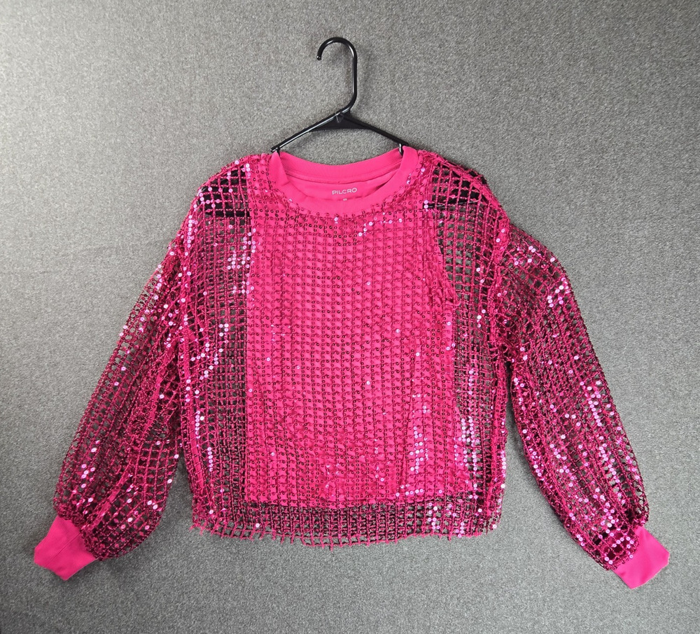 Anthropologie Pilcro Net Seqin Top XS Pink Long Sleeve